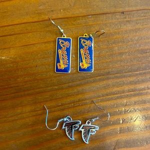 Atlanta Braves and Atlanta Falcons earrings , costume jewelry